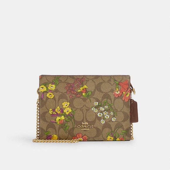 Coach Slim Crossbody In Signature Canvas w/ Floral Print Gold Tone Hardware - Picture 11 of 16